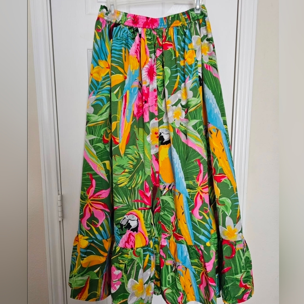 Tropical Parrot Print Skirt
